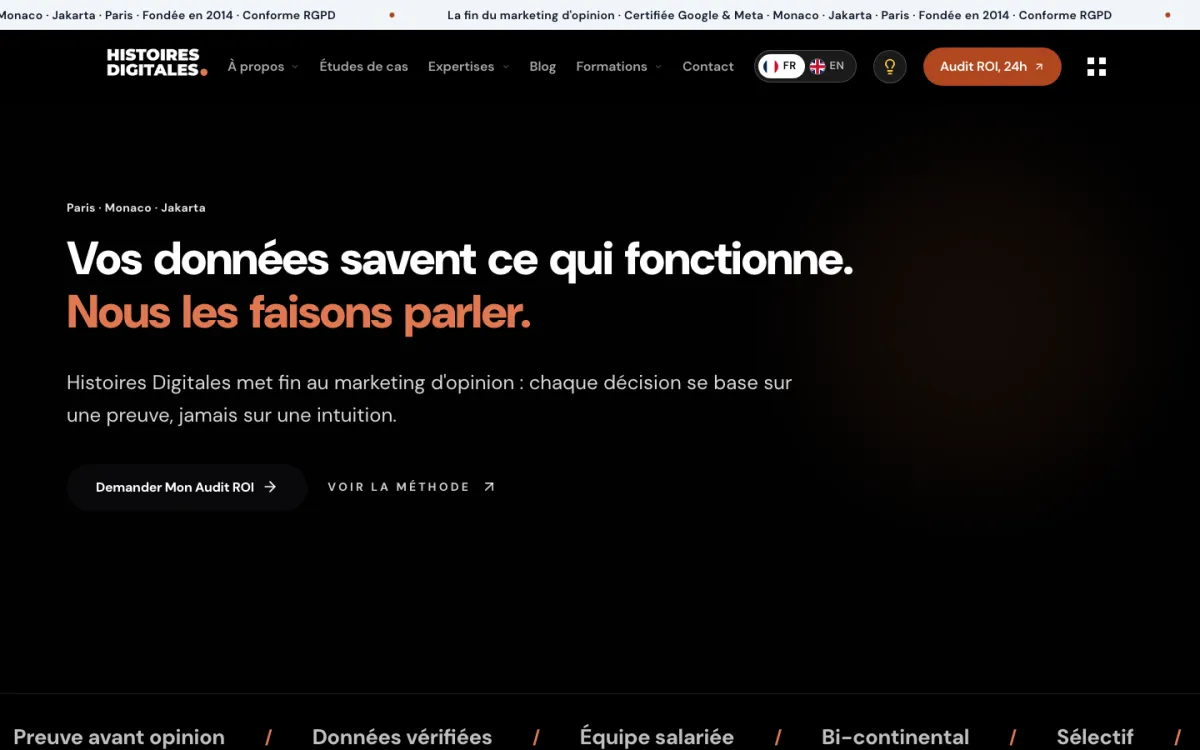 The Histoires Digitales homepage