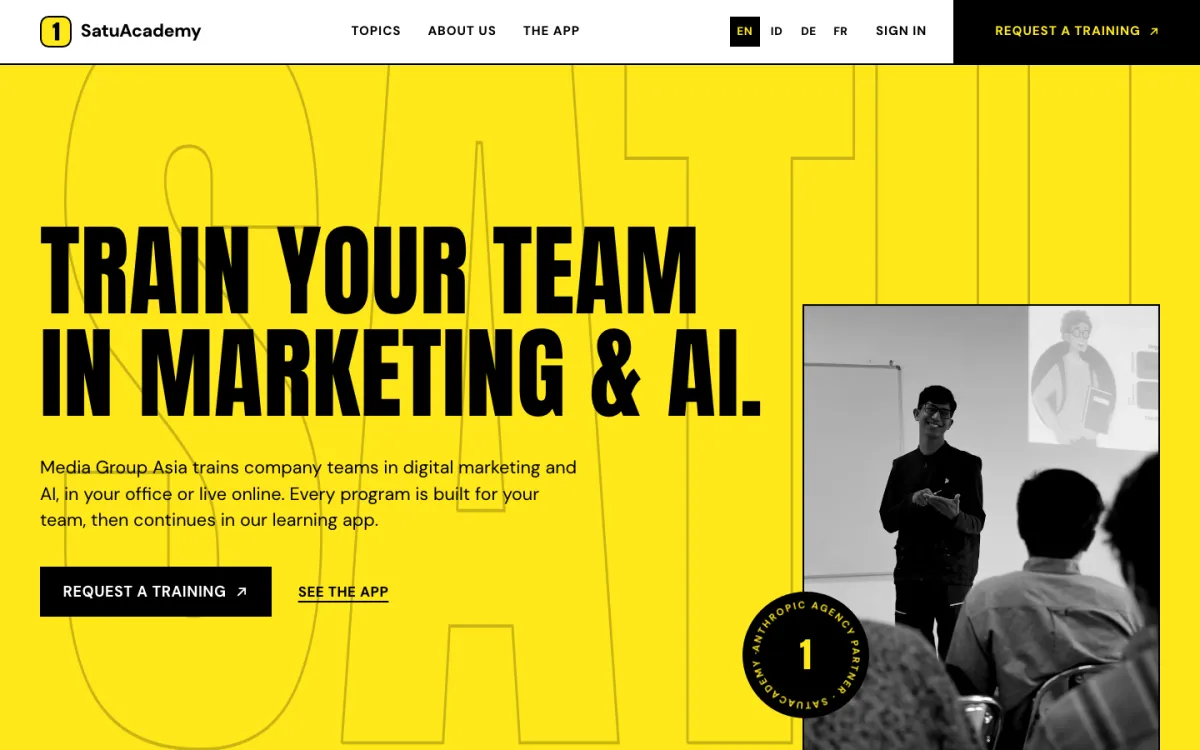 The SATU Academy homepage